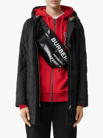 Shop Burberry Diamond Quilted Thermoregulated Hooded Coat In Black