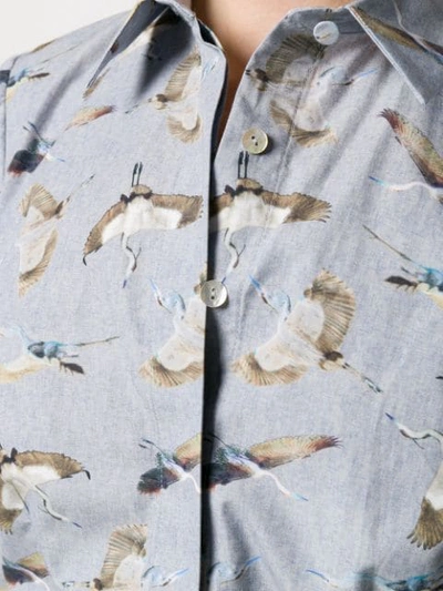 Shop Styland Bird Print Shirt In Blue