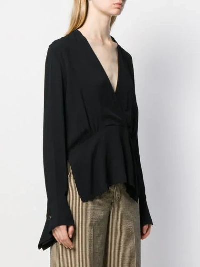 Shop Erika Cavallini Margot V-neck Blouse In Black