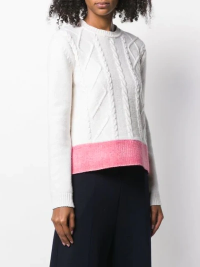 Shop Marni Cable Knit Jumper In White