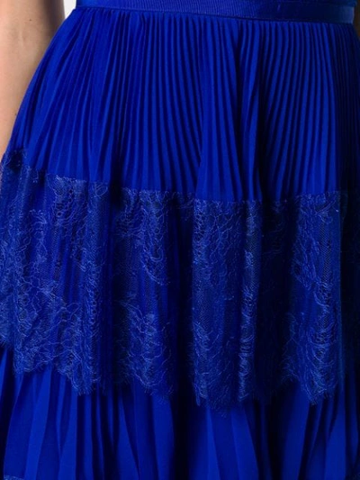 Shop Self-portrait Rushed Bardot Dress In Blue