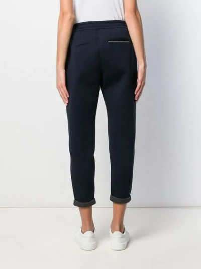 Shop Brunello Cucinelli Tapered Track Pants In Blue