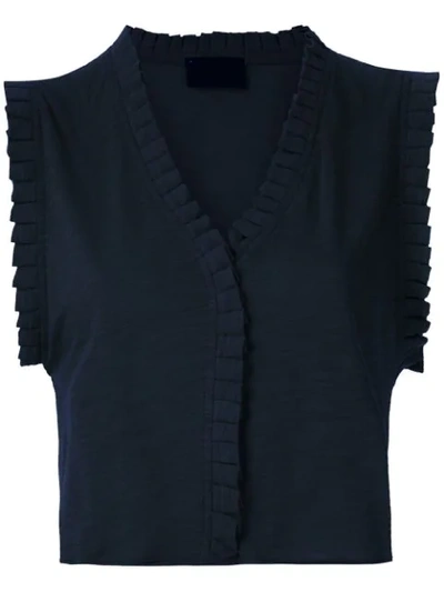 Shop Andrea Bogosian Pleated Trim Poncho Blouse In Black