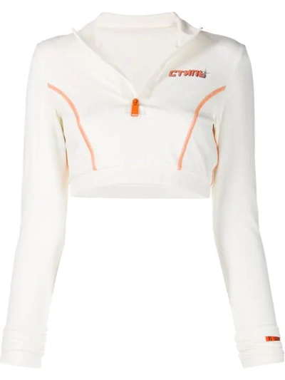 Shop Heron Preston Long Sleeve Cropped Sweatshirt In White