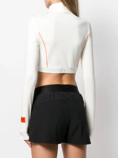 Shop Heron Preston Long Sleeve Cropped Sweatshirt In White