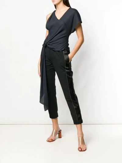 Shop Brunello Cucinelli Crop Length Track Trousers In Black