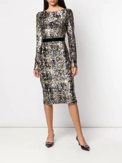 Shop Talbot Runhof Lorena Sequined Midi Dress In Metallic