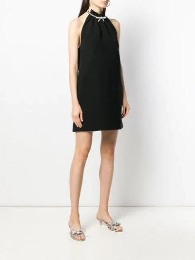Shop Miu Miu Rhinestone Detail Mini Dress In Black