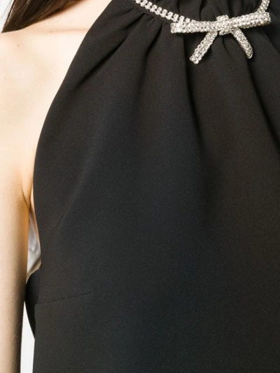 Shop Miu Miu Rhinestone Detail Mini Dress In Black