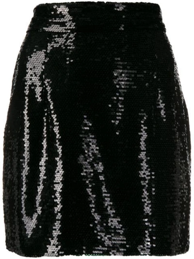 Shop Amen Sequined Mini Skirt In Black