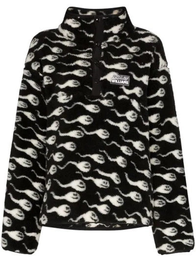 Shop Ashley Williams Sperm-print Fleece Sweatshirt In Black