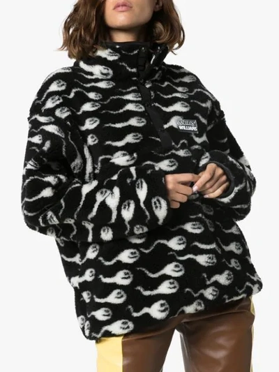 Shop Ashley Williams Sperm-print Fleece Sweatshirt In Black