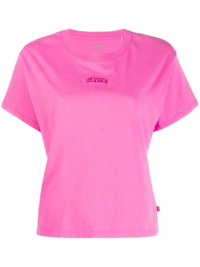 Shop Levi's Embroidered Logo T-shirt In Pink