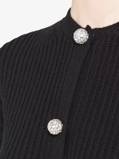 Shop Miu Miu Embellished Buttons Cardigan In F0002 Black