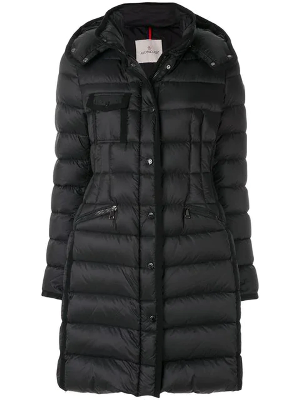 Moncler Hermine Grosgrain Trim Quilted Down Puffer Coat In Black ModeSens