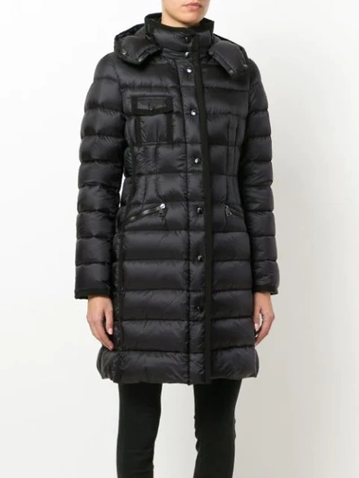 Moncler Hermine Grosgrain Trim Quilted Down Puffer Coat In Black | ModeSens