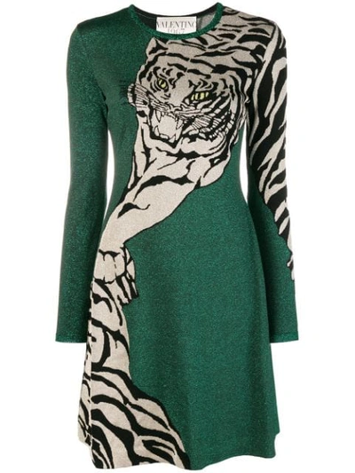 Shop Valentino Tiger Re-edition Dress In Green