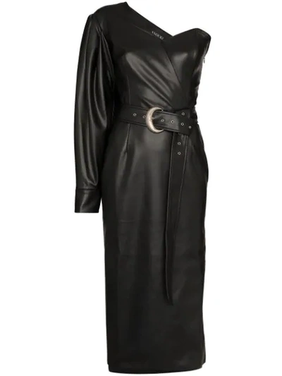 Shop Anouki One-shoulder-midikleid In Black
