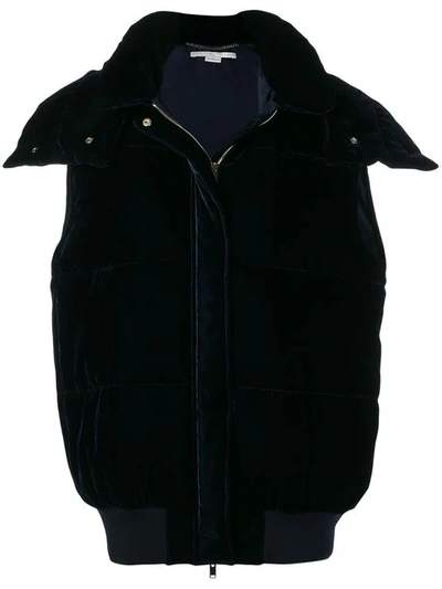 Shop Stella Mccartney Velvet Hooded Vest In Blue