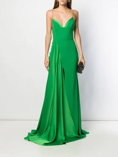 Shop Alex Perry Spaghetti Straps Long Dress In Green