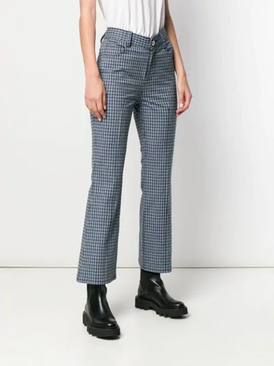 Shop Derek Lam 10 Crosby Cropped Check Flare Trousers In Blue