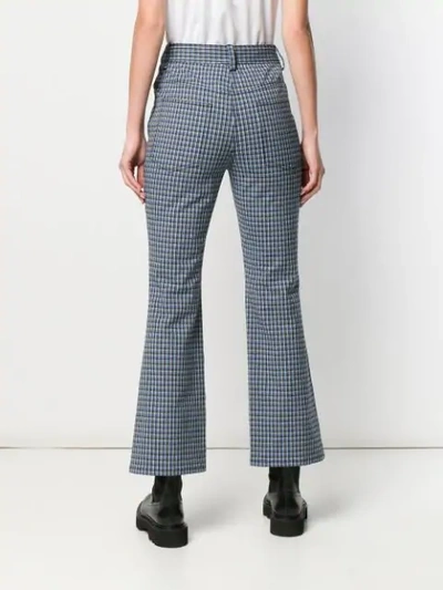 Shop Derek Lam 10 Crosby Cropped Check Flare Trousers In Blue