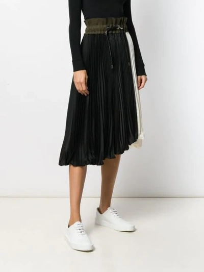 Shop Sacai Color-block Pleated Skirt In Black