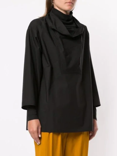 NEHERA FUNNEL NECK OVERSIZED SHIRT - 黑色