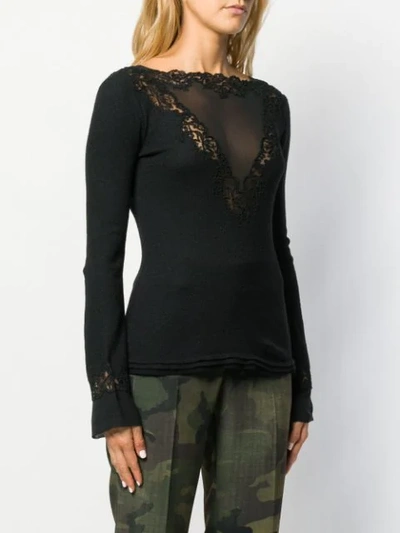 Shop Ermanno Scervino Lace Inserts Jumper In Black