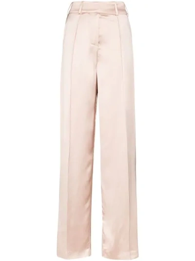 Shop Alexandre Vauthier Wide-leg Satin Trousers In Pink