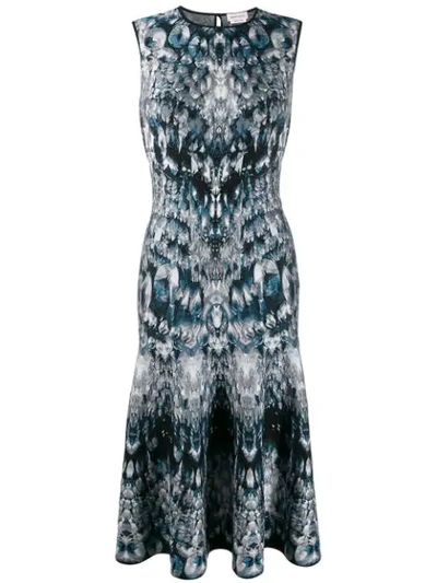 Shop Alexander Mcqueen Intarsia Knit Dress In Blue