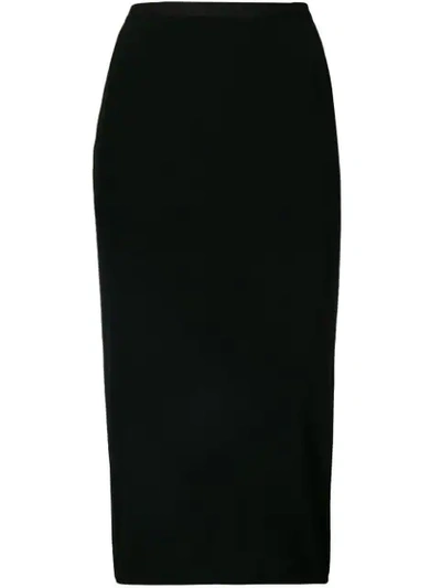 Shop Rick Owens Fitted Midi Skirt - Black