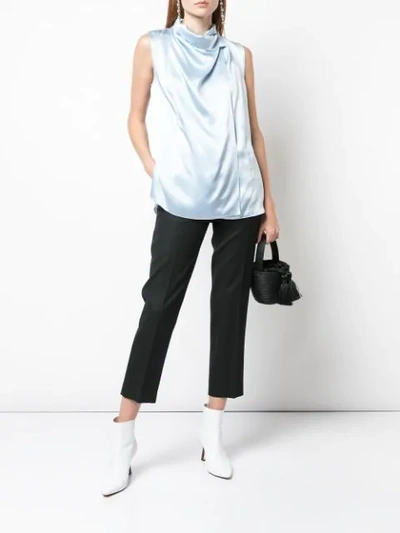 Shop Adam Lippes Sleeveless Silk Blouse In Blue