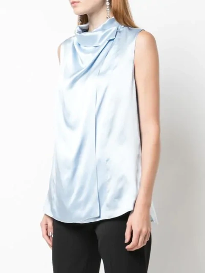 Shop Adam Lippes Sleeveless Silk Blouse In Blue