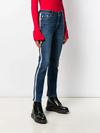 ALEXANDER MCQUEEN SIDE PIPED SKINNY JEANS - 蓝色