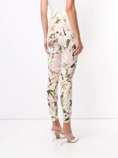 Shop Dolce & Gabbana Lily Print High-waist Trousers In Pink