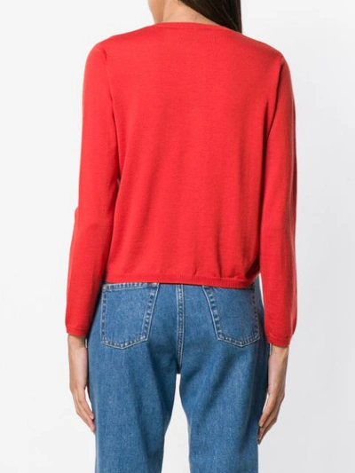 Shop Aspesi Cropped Cardigan In Red