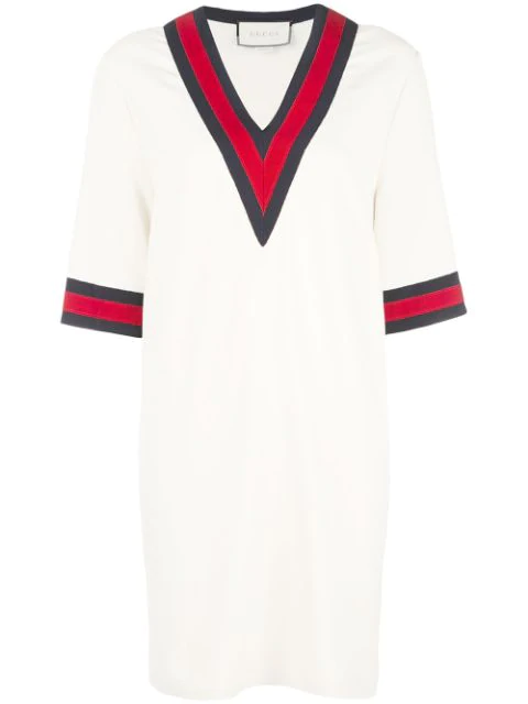 Gucci Neutral Women's Oversize Maxi Shirt With Web In 9569 Almond/blue ...
