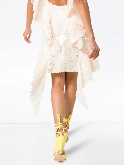 Shop Natasha Zinko Silk Sequin Embellished Dress In Neutrals