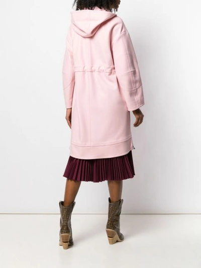 Shop Fendi Hooded Cardi-coat In Pink