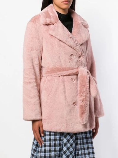 Shop Stand Studio Fausta Fur Coat  In Pink