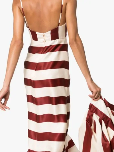 Shop Johanna Ortiz Parada Bolero-sleeve Striped Maxi Dress In Red