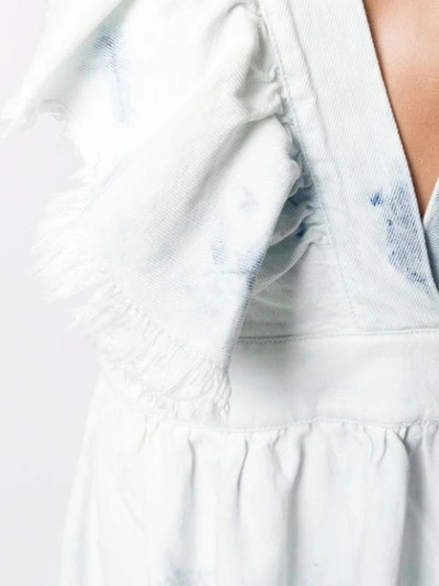 Shop Alanui Ruffled V-neck Dress In White