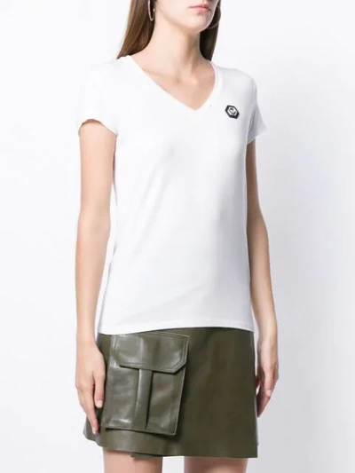 Shop Philipp Plein V-neck T-shirt In White