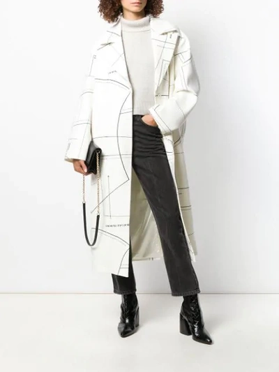 Shop Ruban Patterned Midi Coat In White