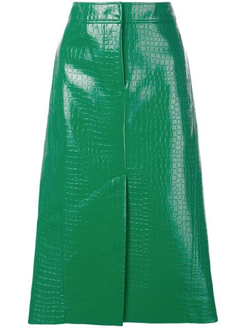 tibi leather midi skirt