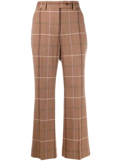 Shop Acne Studios Flared Crop Trousers In Brown