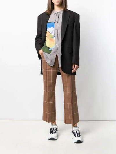 Shop Acne Studios Flared Crop Trousers In Brown