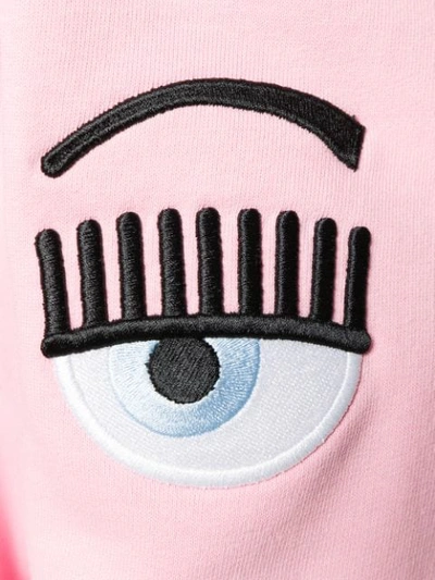 Shop Chiara Ferragni Winking Eye Appliqué Hoodie In Pink