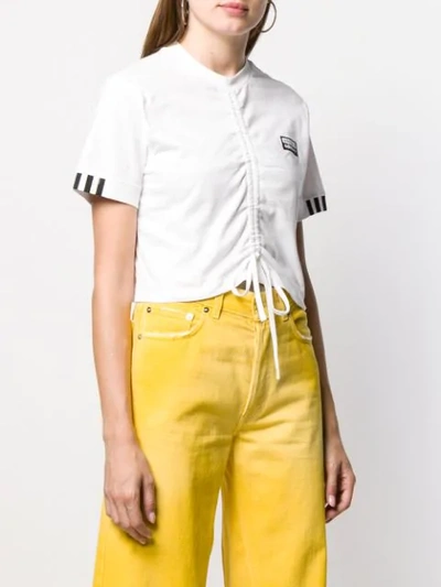 Shop Adidas Originals Ruched Drawstring T-shirt In White